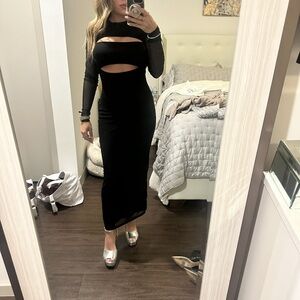 Olivaceous Black Long Sleeve Cut-Out Dress small boutique